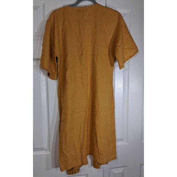 Love and confuse lithuania womens small 100% linen duster long mustard yellow - Picture 8 of 10